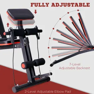 HOMCOM Foldable Dumbbell Bench Weight Training, 7 Incline Adjustable, Red