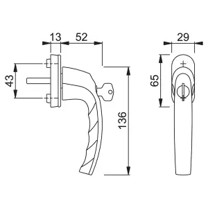 HOPPE Atlanta Aluminium Lockable Aluminium Lockable Tilt and Turn Window Handle - 38mm spindle