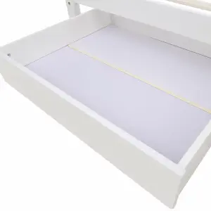 Bed with Shelves, White Wooden Storage Bed, Underbed Drawer - 3FT Single (90 x 190 cm)