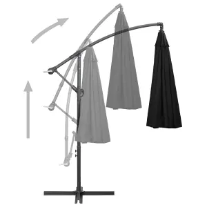 Berkfield Hanging Parasol Black 3 m Aluminium Pole