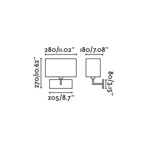 Luminosa Roda 1 Light Indoor Wall Light White, Satin Nickel with Shade, E27