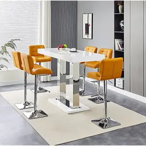 Furniture In Fashion Caprice White High Gloss Bar Table Large 6 Candid Curry Stools