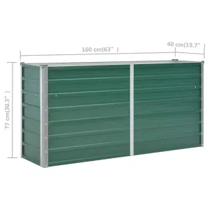 Berkfield Garden Raised Bed Galvanised Steel 160x40x77 cm Green