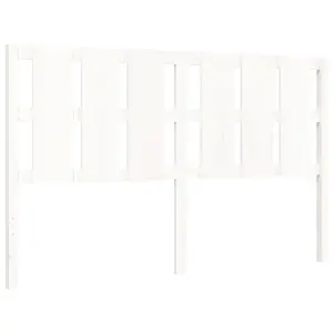 Berkfield Bed Frame with Headboard White King Size Solid Wood