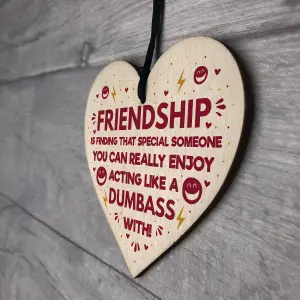 Red Ocean FUNNY Gift For Best Friend Wooden Heart Friendship Plaques Birthday Gifts For Women Friend Keepsake Gifts