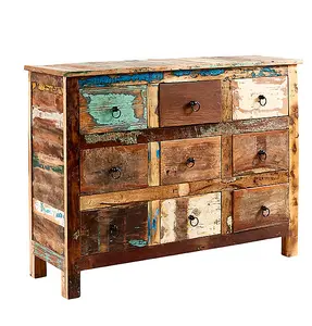 Coastal 9 Drawer Chest - Wood - L40 x W120 x H90 cm