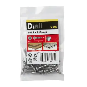 Diall Pozidriv Pan head A2 stainless steel Screw (Dia)4.2mm (L)19mm, Pack of 25