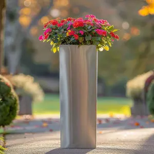 100cm Zinc Silver Tall Square Planter