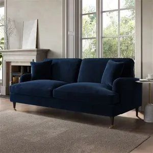 Navy Velvet 3 Seater Sofa - Payton