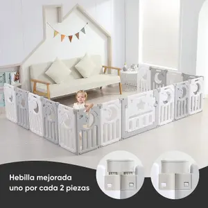 16+2 Panel Baby Foldable Playpen with Safety Gate