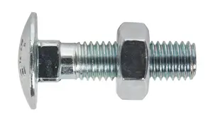 Sealey Coach Bolt & Nut M10 x 40mm Zinc Pack of 50 CBN1040