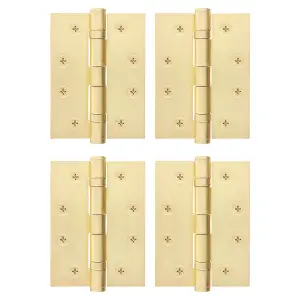 AFIT Satin Brass Door Hinges - 4 Inch / 102mm  Internal Fire Door Hinges - 2 Pairs