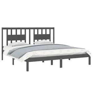 Berkfield Bed Frame Grey Solid Wood Pine 200x200 cm