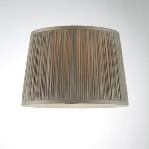 Tapered Cylinder Lamp Shade - Charcoal Grey Silk - 60W E27 or B22 GLS - e10827