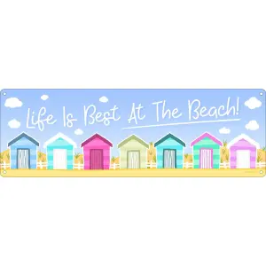 Grindstore Life Is Best At The Beach Slim Tin Sign Multicoloured (One Size)