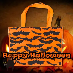 Halloween Shopper Bag Halloween Party, Trick or Treat 40cm x 32cm Orange Bat