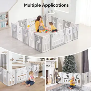 Foldable 18 Panel Baby Playpen Playhouses