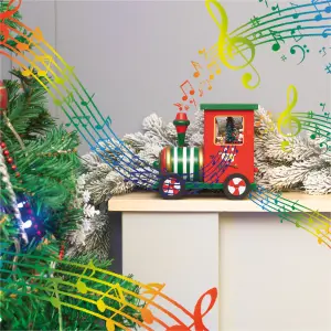 Home Festive Wooden Musical Christmas Train Music Box