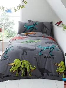 Dino Friends Single Duvet Cover and Pillowcase Set