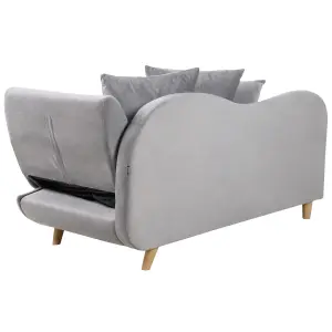 Right Hand Velvet Chaise Lounge with Storage Light Grey MERI II