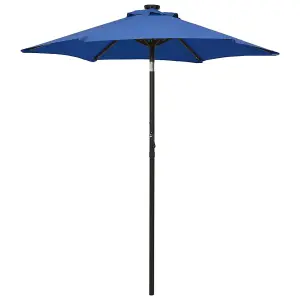 Berkfield Parasol with LED Lights Azure Blue 200x211 cm Aluminium