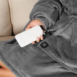 OHS Adults Electric Heated Oversized Hoodie Blanket - Charcoal