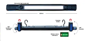 NightSearcher I-Spector 1200 Lumens Rechargeable Under Bonnet Inspection Light with Magnetic Feet & 360 Rotation