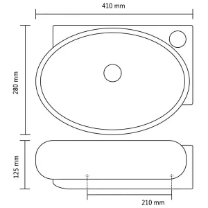 Ceramic Bathroom Sink Basin Faucet/Overflow Hole Black Round