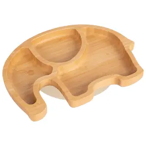 Tiny Dining Elephant Bamboo Suction Plate - Beige