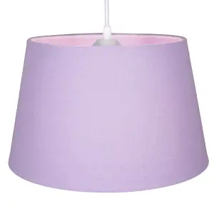 Traditional 30cm Soft Lilac Linen Fabric Drum Table/Pendant Shade 60w Maximum