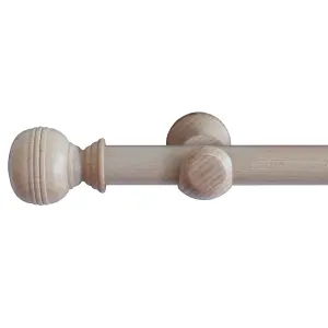 GoodHome Symi Matt Neutral Oak effect Fixed Lined Ball Curtain pole Set, (L)2m (Dia)35mm