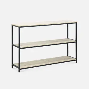 sweeek. 3-level industrial bookcase with wood and metal effect Loft Black 120x30x80 cm