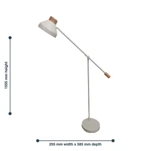 First Choice Lighting Arnold Muted Grey Lever Arm Floor Reading Lamp