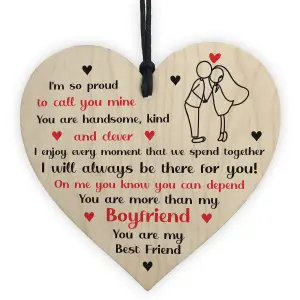 Gift For Boyfriend Anniversary Valentines Day Gift For Him Wooden Heart Keepsake