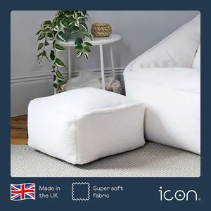 icon Natalia Borg Armchair Bean Bag and Footstool Set Natural Giant Fluffy Bean Bag Chair