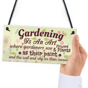 Red Ocean Gardening Is An Art Novelty Hanging Plaque SummerHouse Sign Garden Shed Friendship Gift