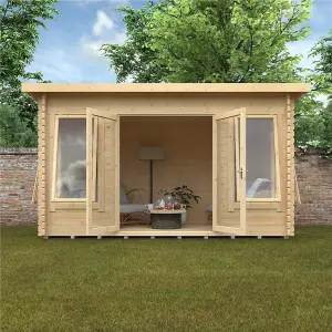 14ft x 8ft (4150mm x 2350mm) Horsforth "The Enfield" 44mm Log Cabin With 4 Opening Windows