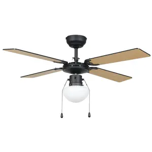 FORTALEZA Ceiling Fan with Light Kit Black