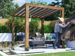 Dunster House Pergola with Roof 2.5m x 2.5m Pressure Treated Wooden Shelter Terracube