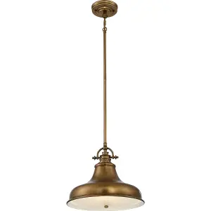 Elstead Emery 1 Light Dome Ceiling Pendant Weathered brass, E27