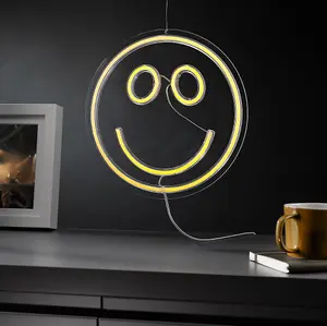 RED5 Neon Effect Smiley Yellow Face Wall Light