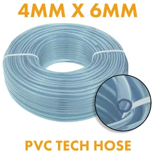 clear flexible pvc pipe/tubing 4mm internal-6mm external suitable for airline water gas oil aquariums and aquatic use