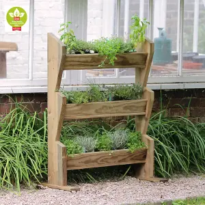 Zest 3 Tier Vertical Herb Stand Wooden Planter Garden Layered Planter