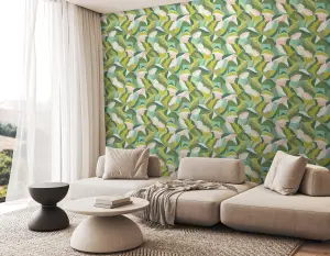 Hoopla Walls Leafy Patchwork Forest Green Smooth Matt Wallpaper