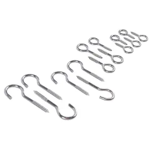 Blackspur - 15pc Galvanised Iron Screw Hooks Set - 4 Sizes