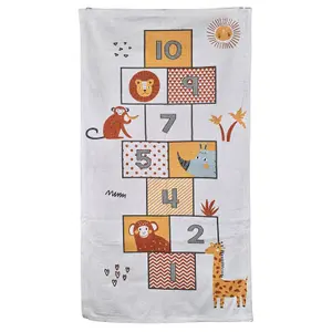 URBNLIVING 140cm Length Animal Hopscotch Rug Nursery Thick Soft Play Carpet Educational Fun Picnic Mat