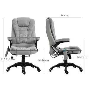 Vinsetto Office Chair w/ Heating Massage Points Relaxing Reclining Grey