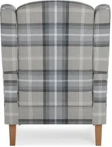 Dunelm Oswald Grande Check Wingback Armchair, Country, Grey Oswald Wingback, Textured Weave Fabric