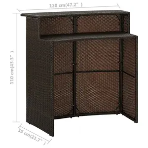 Berkfield Garden Bar Table Brown 120x55x110 cm Poly Rattan