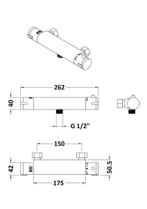 Round Wall Mount Shower Thermostatic Bar Valve Tap (Kit Not Included) - Chrome - Balterley